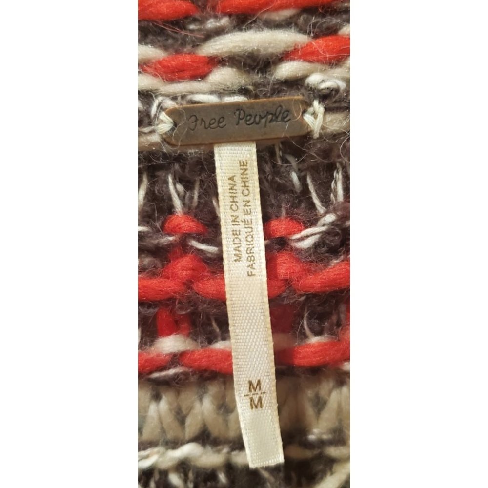 FREE PEOPLE Brown Ivory Red Pullover - Picture 3 of 4